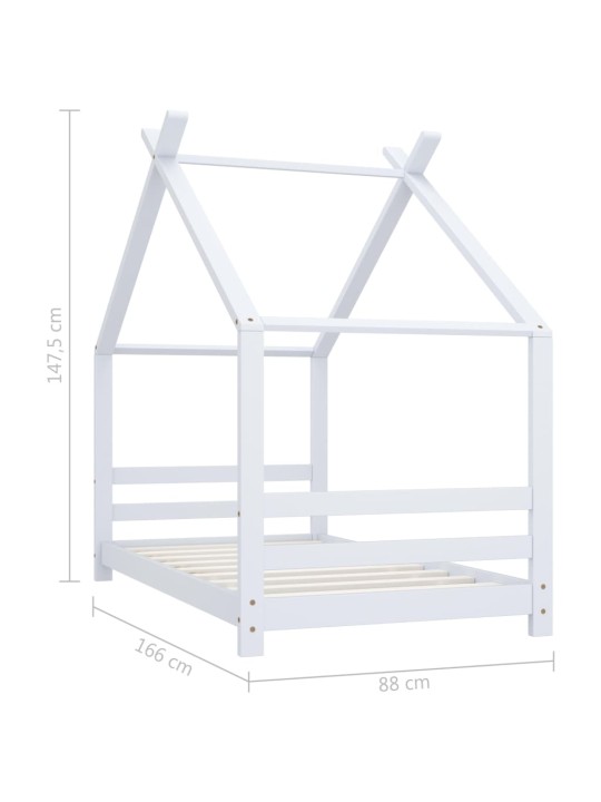 Lasten sängynrunko valkoinen täysi mänty 80x160 cm