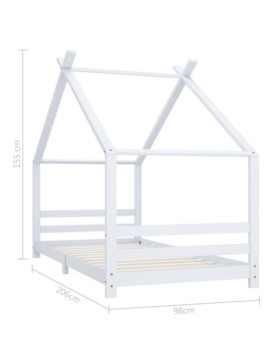 Lasten sängynrunko valkoinen täysi mänty 90x200 cm