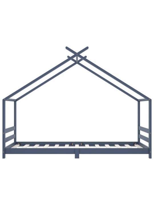 Lasten sängynrunko harmaa täysi mänty 90x200 cm