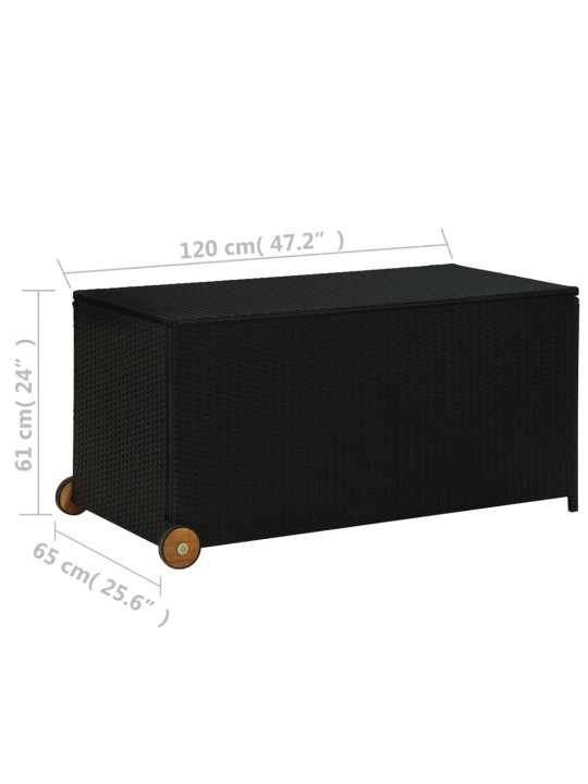 Puutarhan säilytyslaatikko musta 120x65x61 cm polyrottinki