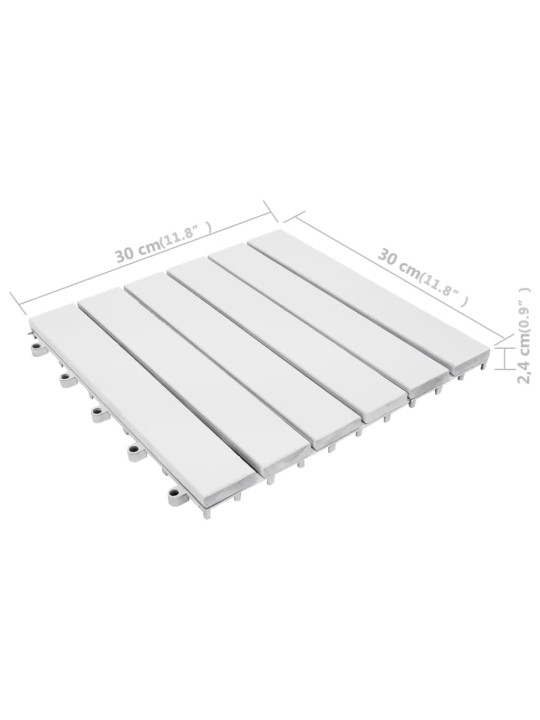 Terassilaatat 10 kpl valkoinen 30x30 cm täysi akaasiapuu