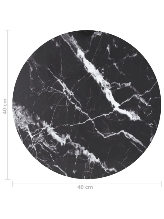 Pöytälevy musta Ø40x0,8 cm karkaistu lasi marmorikuvio