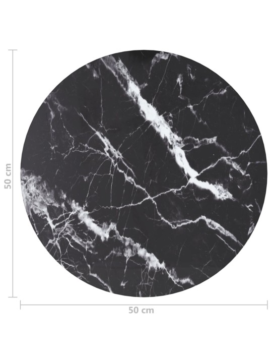 Pöytälevy musta Ø50x0,8 cm karkaistu lasi marmorikuvio