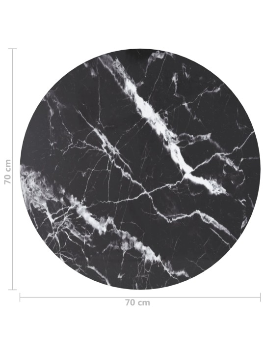 Pöytälevy musta Ø70x0,8 cm karkaistu lasi marmorikuvio