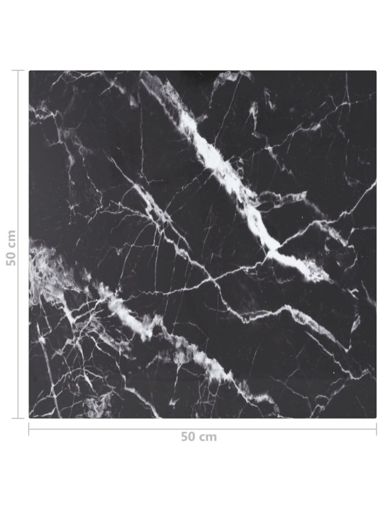 Pöytälevy musta 50x50 cm 6 mm karkaistu lasi marmorikuvio