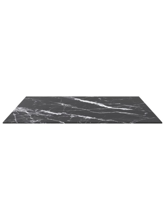 Pöytälevy musta 80x80 cm 6 mm karkaistu lasi marmorikuvio