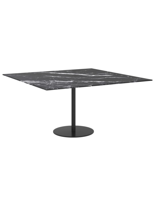 Pöytälevy musta 80x80 cm 6 mm karkaistu lasi marmorikuvio