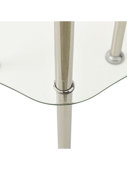 2-kerroksinen sivupöytä läpinäkyvä 38x38x50 cm karkaistu lasi