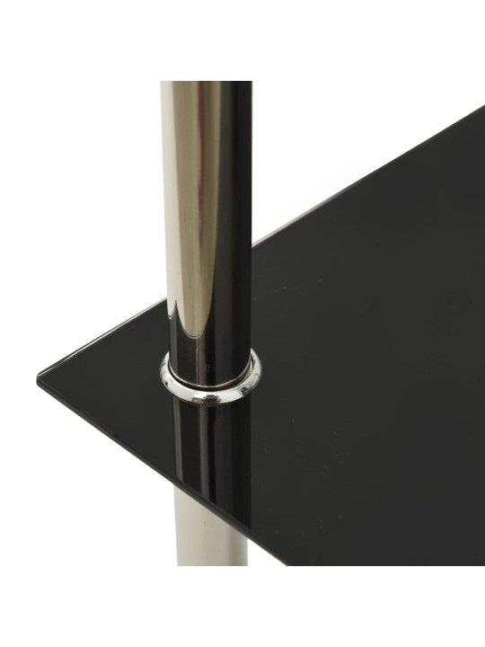 2-tasoinen sivupöytä läpinäkyvä/musta 38x38x50cm karkaistu lasi