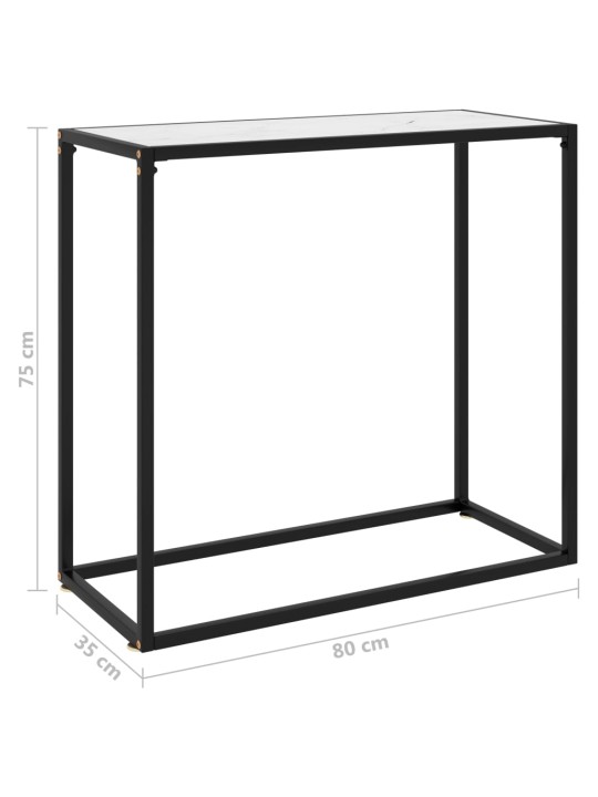 Konsolipöytä valkoinen 80x35x75 cm karkaistu lasi