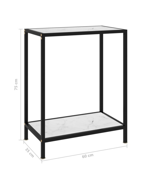 Konsolipöytä valkoinen 60x35x75 cm karkaistu lasi