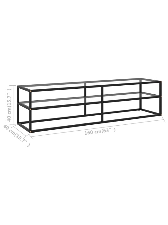 TV-taso musta karkaistu lasi 160x40x40 cm