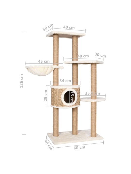 Kissan kiipeilypuu raapimispylväällä 126 cm meriheinä