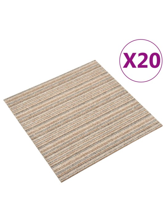 Tekstiililaatta 20 kpl 5 m² 50x50 cm raidallinen beige