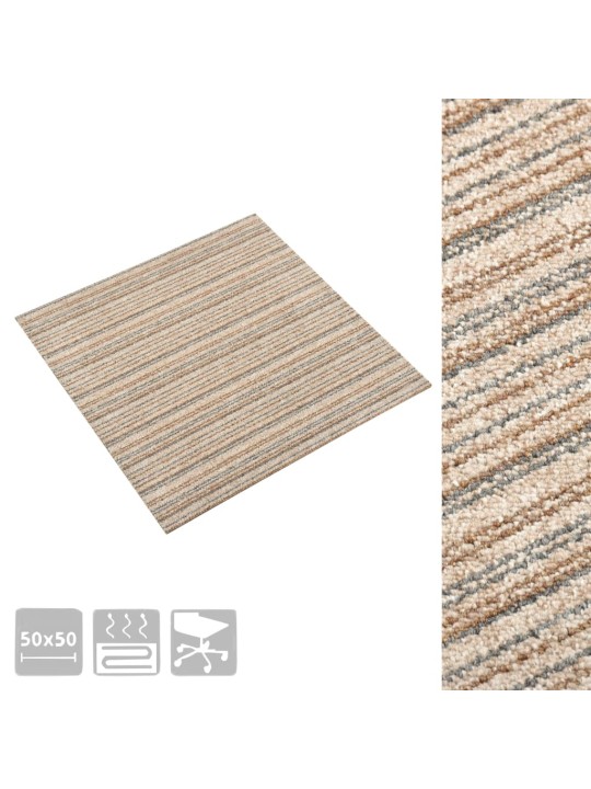 Tekstiililaatta 20 kpl 5 m² 50x50 cm raidallinen beige