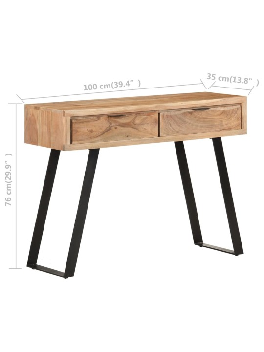 Konsolipöytä 100x35x76 cm täysi akaasiapuu elävillä reunoilla