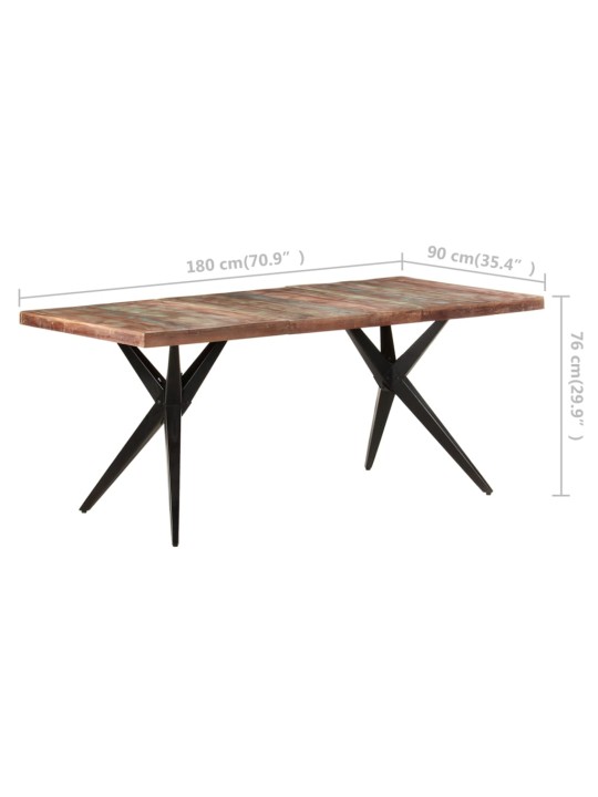 Ruokapöytä 180x90x76 cm täysi kierrätetty puu