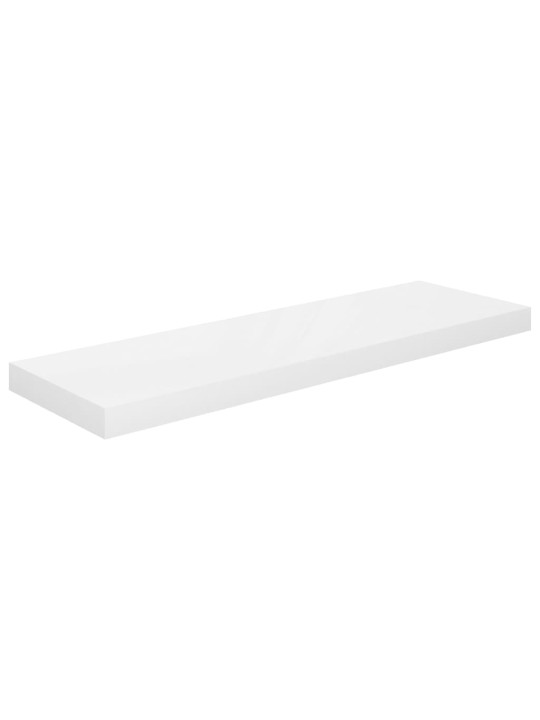 Kelluvat seinähyllyt 2kpl korkeakiilto valk. 80x23,5x3,8 cm MDF