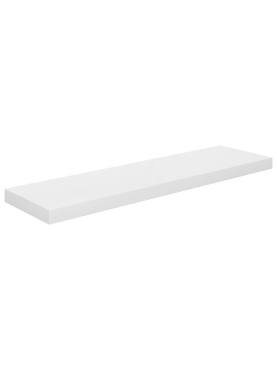 Kelluvat seinähyllyt 2kpl korkeakiilto valk. 90x23,5x3,8 cm MDF