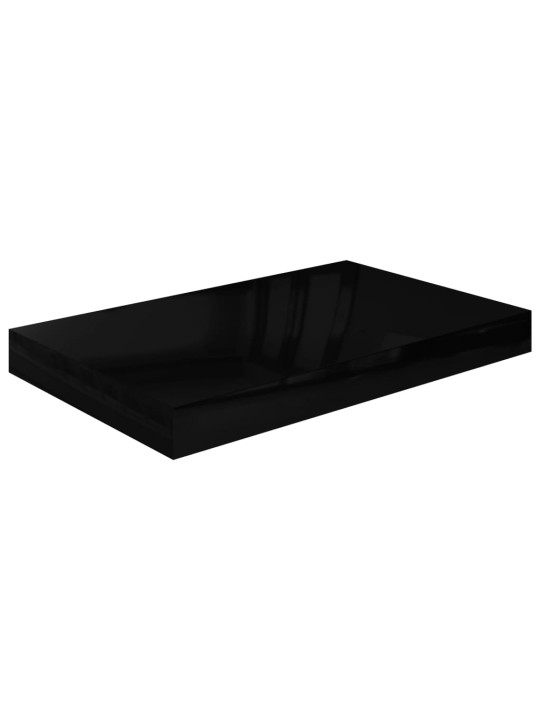 Kelluvat seinähyllyt 2 kpl korkeakiilto musta 40x23x3,8 cm MDF