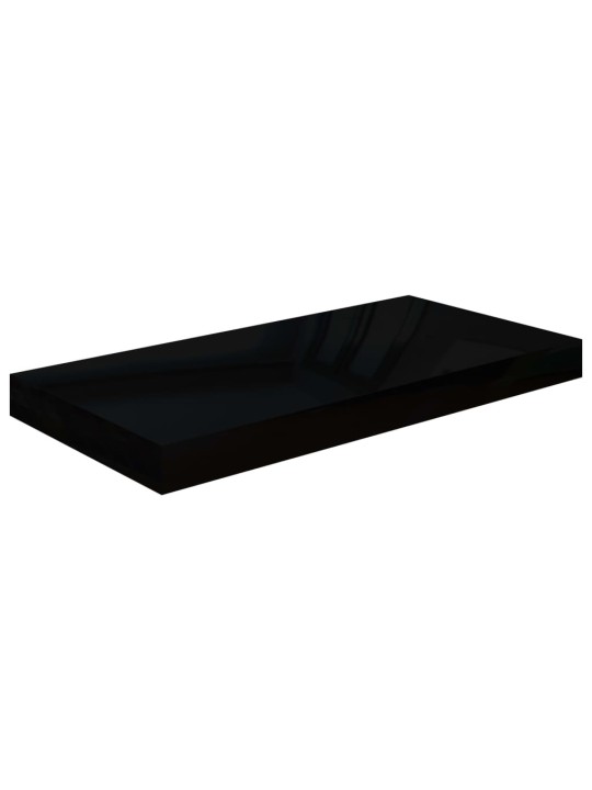 Kelluvat seinähyllyt 2 kpl korkeakiilto musta 50x23x3,8 cm MDF