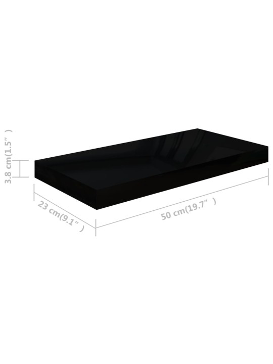 Kelluvat seinähyllyt 4 kpl korkeakiilto musta 50x23x3,8 cm MDF