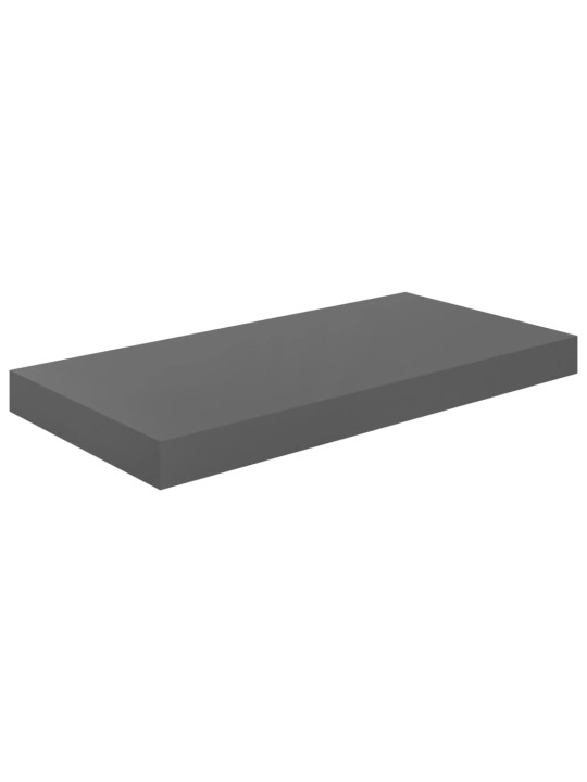 Kelluvat seinähyllyt 2 kpl korkeakiilto harmaa 50x23x3,8 cm MDF