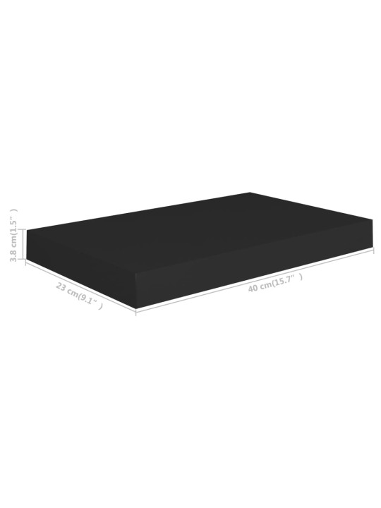 Kelluvat seinähyllyt 4 kpl musta 40x23x3,8 cm MDF