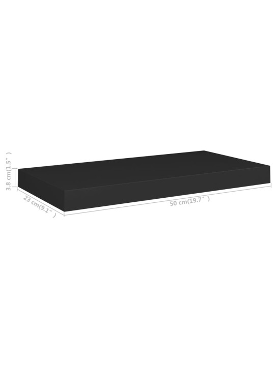 Kelluvat seinähyllyt 2 kpl musta 50x23x3,8 cm MDF