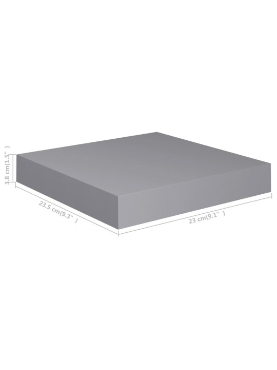 Kelluvat seinähyllyt 4 kpl harmaa 23x23,5x3,8cm MDF