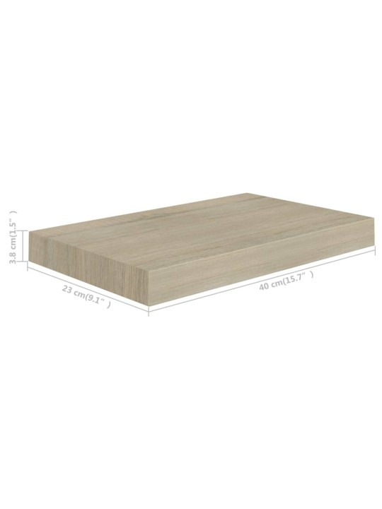 Kelluvat seinähyllyt 2 kpl tammi 40x23x3,8 cm MDF