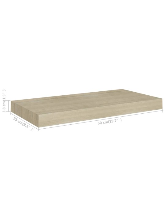 Kelluvat seinähyllyt 2 kpl tammen värinen 50x23x3,8 cm MDF