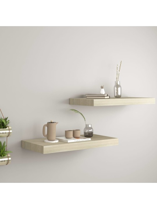 Kelluvat seinähyllyt 2 kpl tammen värinen 50x23x3,8 cm MDF