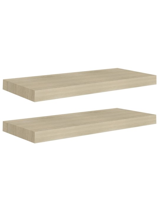 Kelluvat seinähyllyt 2 kpl tammi 60x23,5x3,8 cm MDF