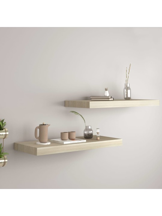 Kelluvat seinähyllyt 2 kpl tammi 60x23,5x3,8 cm MDF