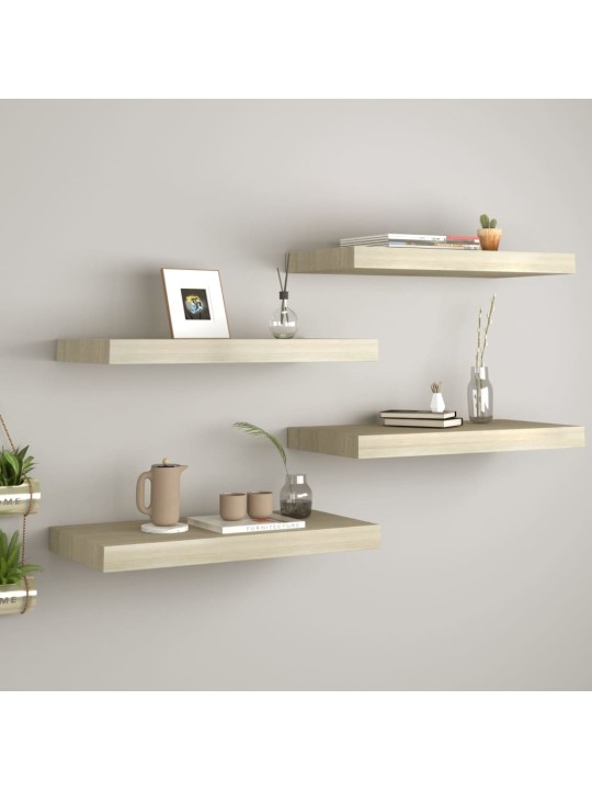 Kelluvat seinähyllyt 4 kpl tammi 60x23,5x3,8 cm MDF