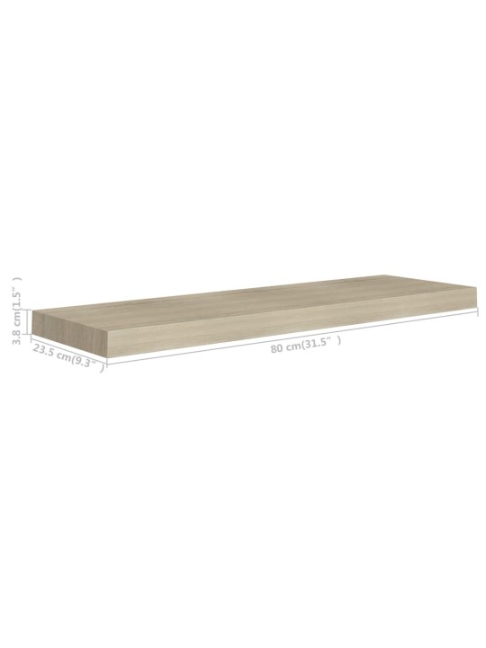 Kelluvat seinähyllyt 4 kpl tammi 80x23,5x3,8cm MDF