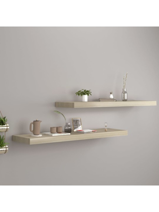 Kelluvat seinähyllyt 2 kpl tammi 90x23,5x3,8 cm MDF