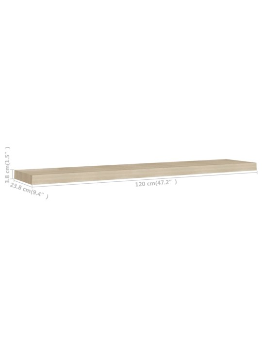 Kelluvat seinähyllyt 2 kpl tammi 120x23,5x3,8 cm MDF