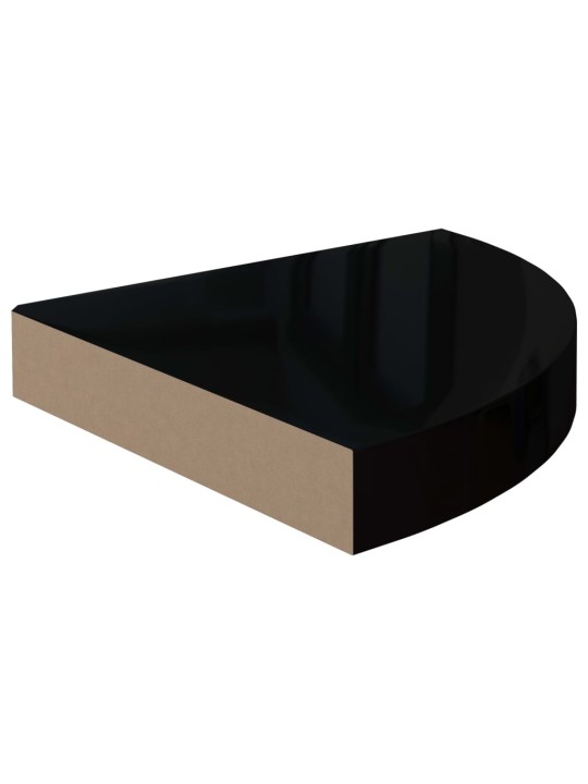 Kelluvat kulmahyllyt 4 kpl korkeakiilto musta 25x25x3,8 cm MDF