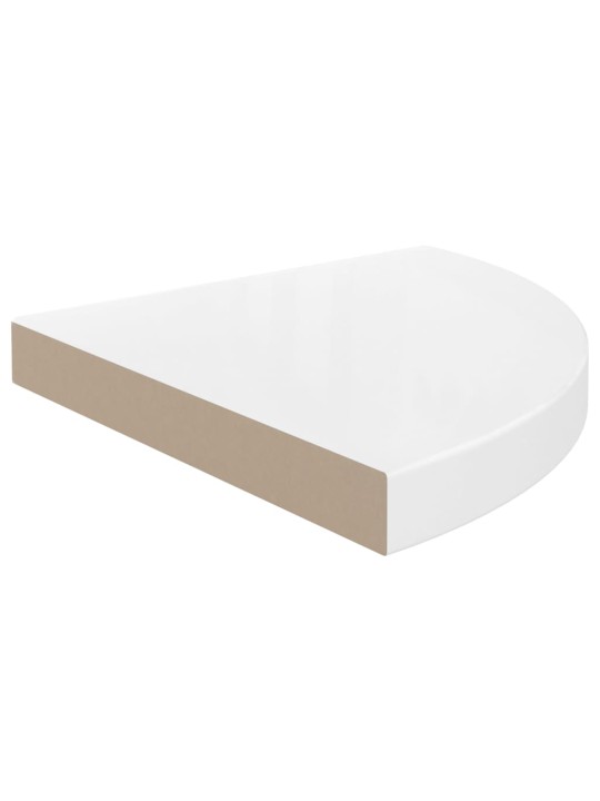 Kelluvat kulmahyllyt 4 kpl korkeakiilto valk. 35x35x3,8 cm MDF