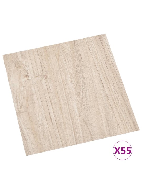 Itsekiinnittyvä lattialankku 55 kpl PVC 5,11 m² vaaleanruskea