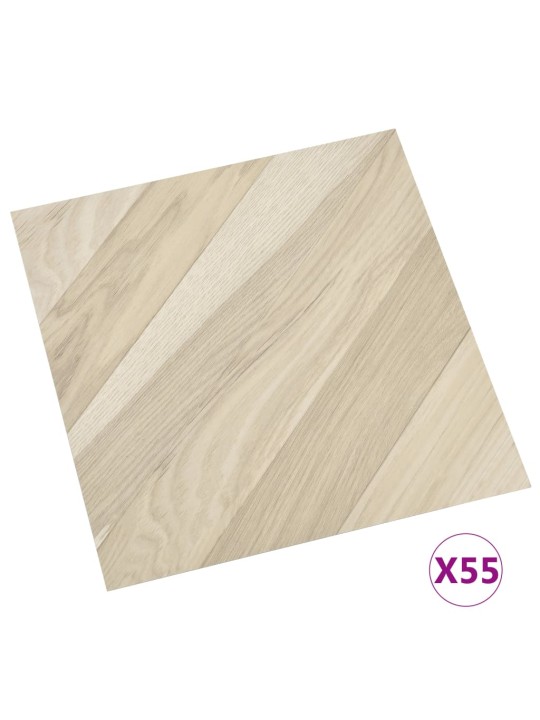 Itsekiinnittyvä lattialankku 55 kpl PVC 5,11 m² beige raita