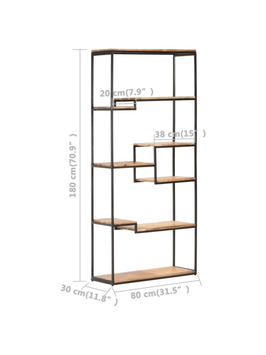 Kirjahylly 80x30x180 cm täysi akaasiapuu