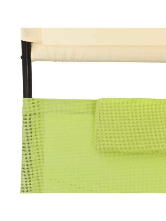 2-istuttava aurinkotuoli katoksella textilene vihreä ja kerma