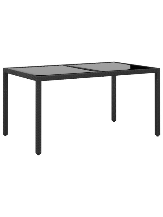Puutarhapöytä 150x90x75cm karkaistu lasi ja polyrottinki musta