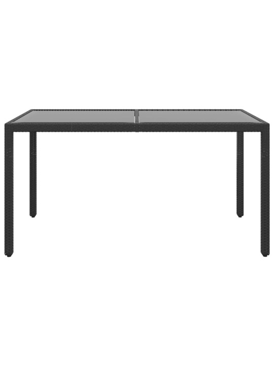 Puutarhapöytä 150x90x75cm karkaistu lasi ja polyrottinki musta