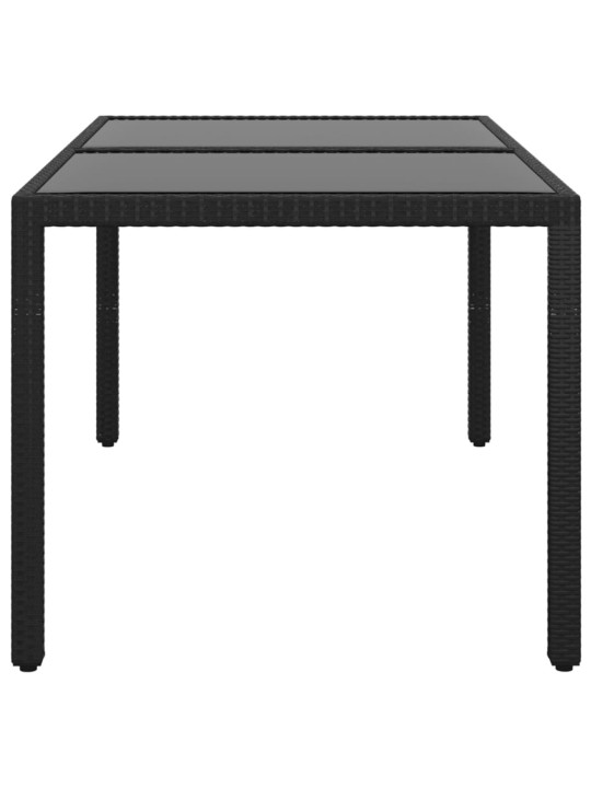 Puutarhapöytä 150x90x75cm karkaistu lasi ja polyrottinki musta