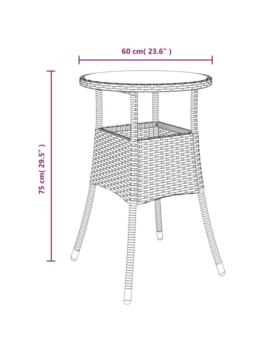 Puutarhapöytä Ø60x75 cm karkaistu lasi ja polyrottinki beige
