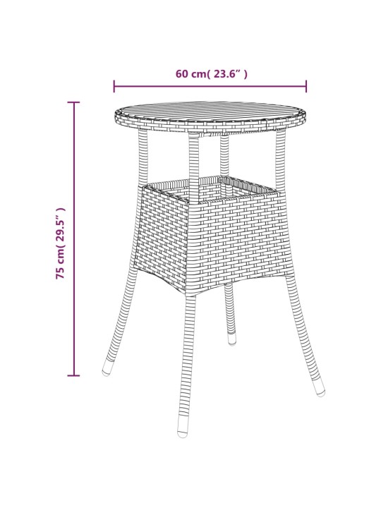 Puutarhapöytä Ø60x75 cm akaasiapuu ja polyrottinki musta